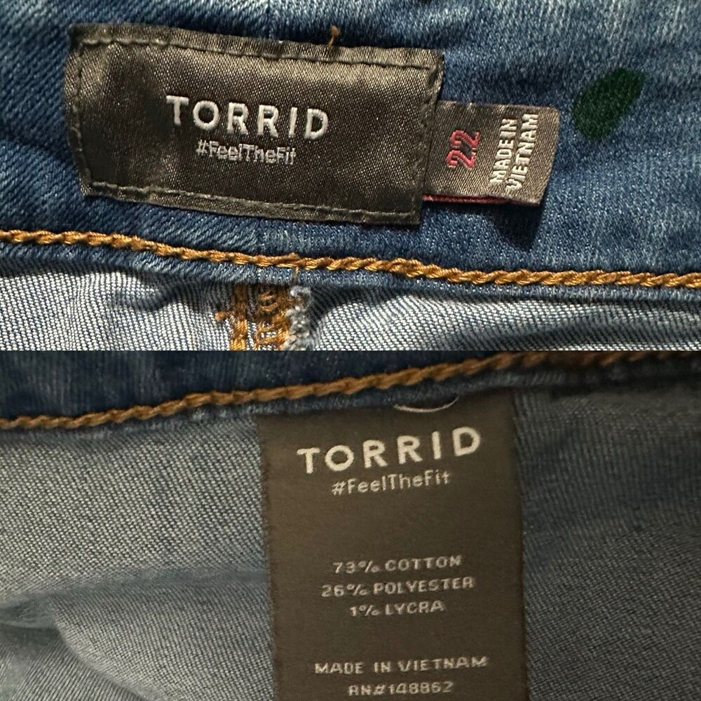 Torrid Wide Leg Jeans Women’s 22 High Rise Crop Button Front Medium Wash Denim - Picture 6 of 7